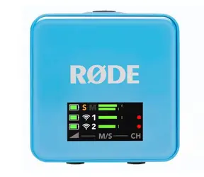 Rode Wireless GO Gen 3 blau / Drahtloses Mikrofonsystem / 2x Sender und 1x Empfänger / 3,5-mm-Klinkenanschluss / USB-C