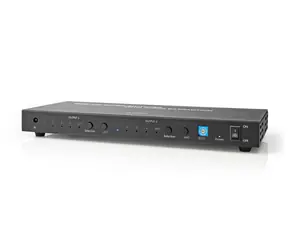 Nedis VMAT3482AT HDMI-Matrix-Switch, 4 Eingänge auf 2 Ausgänge / 4K@60Hz / digitale und analoge Audioausgänge / Fernbedienung 