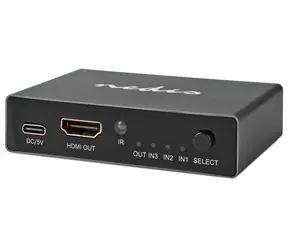Nedis VSWI3493AT HDMI-Switch, 3 Eingänge auf 1 Ausgang / 8K@60Hz / 45 Gbit/s / HDCP 2.3 / Aluminium