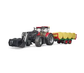 Bruder 3198 Case IH Optum 300 CVX Traktor mit Frontlader und Ballenträger / 4+