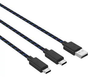 Venom VS5002 schwarz / Stromkabel für PS5-Controller / 2x USB-C / 3M 