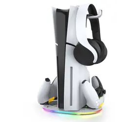 iPega P5S045 Vertikaler Ladeständer mit RGB für PS5/PS5 Slim weiß