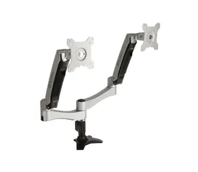 Silverstone ARM22SC Metallhalterung für zwei Monitore bis 24" silber / Vesa 75x75 & 100x100 / schwenkbar / 10 kg Tragkraft