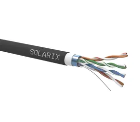 Solarix Installationskabel CAT5E FTP 305m Doppelmantel schwarz / Außeninstallation / PVC+PE-Mantel / geschirmt / Spule