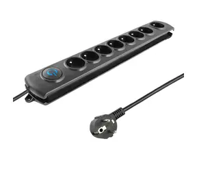 Qoltec 50113 Überspannungsschutz (8 Ausgänge) | Schalter | 1,8m | Schwarz