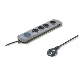 Qoltec 50163 Überspannungsschutz-Schnellschalter (4 Ausgänge) | Schalter | 1,5m | grau