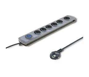 Qoltec 50166 Überspannungsschutz-Schnellschalter (6 Ausgänge) | Schalter | 3M | grau