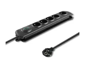 Qoltec Überspannungsschutz Quick Switch (5 Steckdosen) schwarz / Schalter / 1,8m 