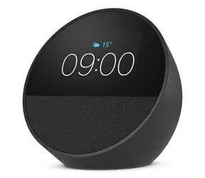 Amazon Echo Spot 2024 schwarz / Smarter Wecker mit künstlicher Intelligenz Alexa / Wi-Fi / BT / Jack