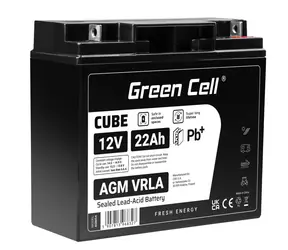 Green Cell Wartungsfreie Batterie AGM VRLA 12V 22Ah / für Boote | Rollstühle | Spielzeug und Roller