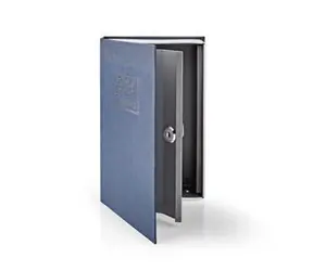 Nedis Trezor blau-silber / Buchtresor / Schloss / Indoor / Mittel / Innenvolumen: 1,6 l / 2x Schlüssel