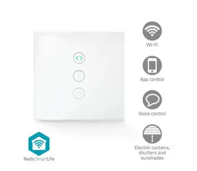 Nedis SmartLife Wandschalter Weiß / WLAN / 300 W / Android & iOS / Glas 