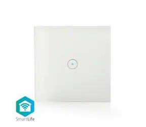 Nedis SmartLife Wandschalter Weiß / WLAN / Einfach / Wandmontage / 1000 W / Android & iOS / Glas 