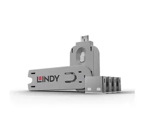Lindy 40454 USB-Port-Blocker mit Schlüssel weiß /4 Stück.