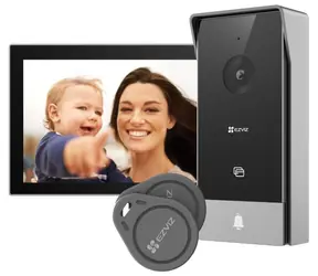 Ezviz HP5 Smart Home Gegensprechanlage, schwarz-silber / WLAN / FHD / 7"-Touchmonitor / drahtlose Türklingel / IP65