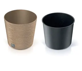 Prosperplast FURU RUND LOW ECO WOOD 30 cm naturo / Blumentopf 