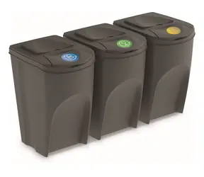 Prosperplast SORTIBOX 3 x 35 l grau / Abfalleimer 