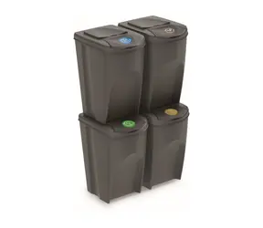 Prosperplast SORTIBOX 4 x 35 l grau / Abfallbehälter 