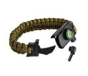 Neo Tools 63-140 / 5in1 Survival-Armband / Schnur / Feuerzeug / Kompass / Messer / Pfeife