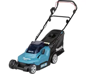 Makita DLM382CM2 / Akku-Rasenmäher / 2x18V / bis 560 m2 / Breite 38 cm / Korb 40 l / 2x Aku 4,0 Ah