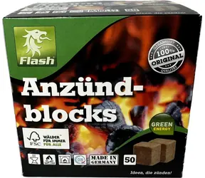 Flash Fire Würfel HOLZ & WACHS 50 Stück XXL