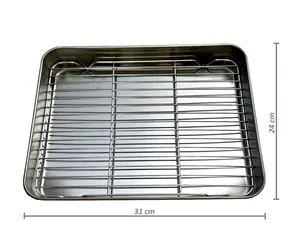 UG Grill Edelstahl Backblech mit Rost 31x24x5cm Größe SM mit höherem Boden
