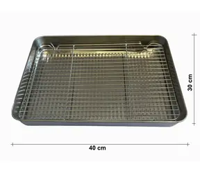 UG Grill Edelstahl-Backblech mit Rost 40x30x5cm - Größe M mit höherem Boden