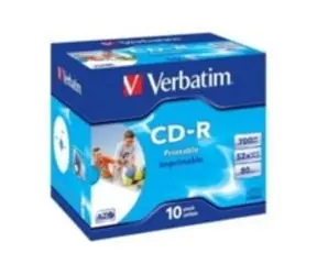 Verbatim 10 Stück CD- R 700 MB 52x (großflächig bedruckbar) / JewelCase