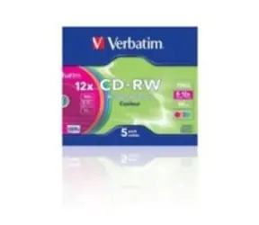 Verbatim 5 Stück CD-RW 700 MB 8-12x / Farbe / SlimCase