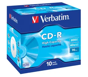 Verbatim CD-R90 800 MB EP/DL/ 40x/ 90 Min./ Jewel/ 10er-Pack