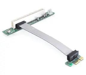 DeLock Riser-Karte PCI Express x1 auf PCI 32-Bit 5 V / flexibles Kabel 13 cm / Einstecken links