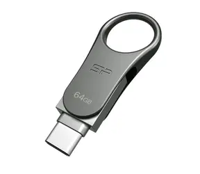 Silicon Power Mobile C80 / Dual-USB-Flash-Laufwerk / 64 GB / USB-C / USB 3.0 / Metall