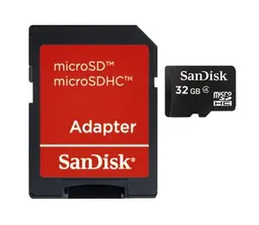SanDisk microSDHC 32GB + Adapter / Klasse 4 / geeignet für HD