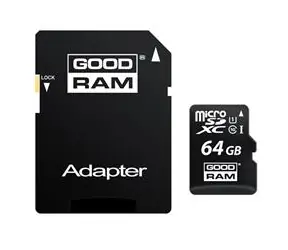 Goodram microSDHC 64 GB + Adapter / Klasse 10 / UHS-I 