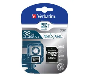 Verbatim microSDHC Pro 32 GB + Adapter / Speicherkarte / UHS-I (U3) / Klasse 10 / bis zu 90 MB