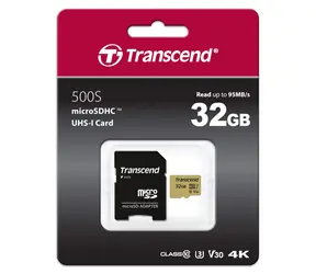 Transcend 500S Micro SDHC 32 GB + Adapter / UHS-I / U3 / V30 / R: 95 MB/W: 60 MB