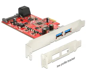 DeLock PCI Express-Karte > 2 x externe USB 3.0 + 2 x interne SATA 6 Gbit/s / Low-Profile-Formfaktor