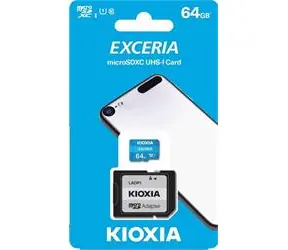 KIOXIA EXCERIA microSDXC 64 GB + Adapter / Klasse 10 / UHS-I U1 / Lesen: 100 MB
