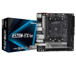 ASRock A520M-ITX AC / AMD A520 / DDR4 / SATA III RAID / USB / GLAN / M.2 / Wi-Fi / sc.AM4 / Mini-ITX