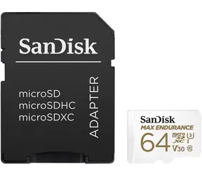 SanDisk Max Endurance microSDXC 64 GB + Adapter / Klasse 10 / UHS-I / U3 / V30 / Lesen: 100 MB / Schreiben: 40 MB