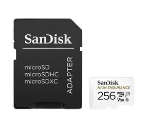 SanDisk High Endurance microSDXC 256 GB + Adapter / Klasse 10 / UHS-I / U3 / V30 / Lesen: 100 MB / Schreiben: 40 MB / Ausverkauft