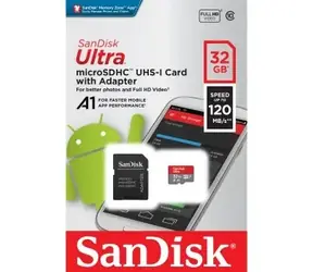 SanDisk Ultra microSDHC 32 GB + Adapter / Klasse 10 / A1 / UHS-I / Lesen: bis zu 120 MB