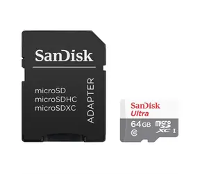 SanDisk Ultra microSDXC 64 GB + Adapter / Klasse 10 / UHS-I / Lesen: bis zu 100 MB