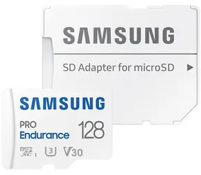 Samsung PRO Endurance microSDXC 128 GB + SD-Adapter / Klasse 10 / UHS-I / U3 / Lesen: 100 MB / Schreiben: 40 MB 
