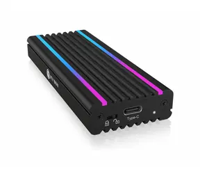 Icy Box IB-1824ML-C31 schwarz / Externe Box für 1x NVMe mit LED-Streifen/ USB 3.1 Typ C & A