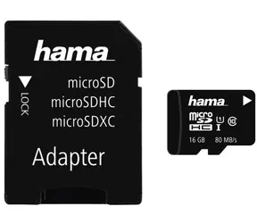 HAMA 124138 microSDHC 16 GB / Klasse 10 / 80 MB/s / Adapter/Mobil