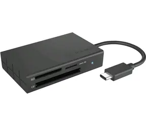 Icy Box IB-CR401-C3 schwarz / externer Speicherkartenleser / 3 Anschlüsse / USB-C