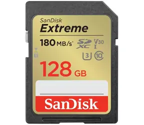 SanDisk Extreme SDXC 128 GB / Klasse 10 / Lesen/Schreiben 180/90 MB/s / geeignet für 4K