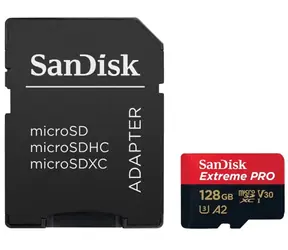 SanDisk Extreme PRO microSDXC 128 GB + Adapter / Klasse 10 / UHS-I / Lesen: bis zu 200 MB