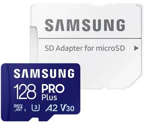 Samsung PRO PLUS microSDXC 128 GB + SD-Adapter / UHS-1 / Klasse 10 / U3 / Lesen: 180 MBit/s / Schreiben: 130 MBit/s